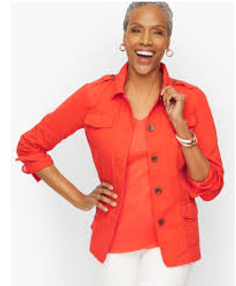 Talbots Vibrant Orange Cotton Denim Button Up Jacket Womens XS Lightweight